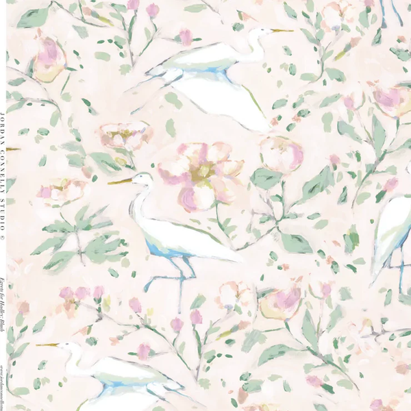 Egrets for Hadley in Blush- Wallpaper