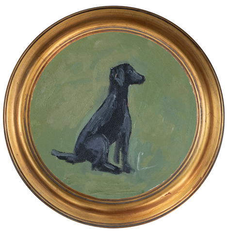 Black Lab Seated-8x8 (~10"x10 framed)