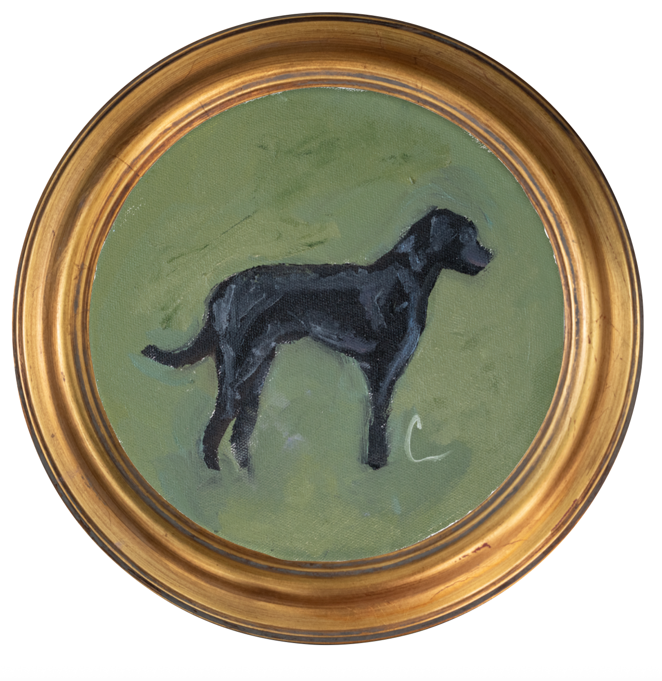 Black Lab Standing-8x8 (~10"x10 framed)