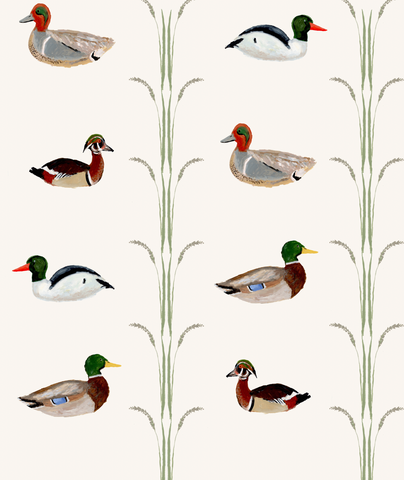 Ducks for Nicholas in Cream- Wallpaper