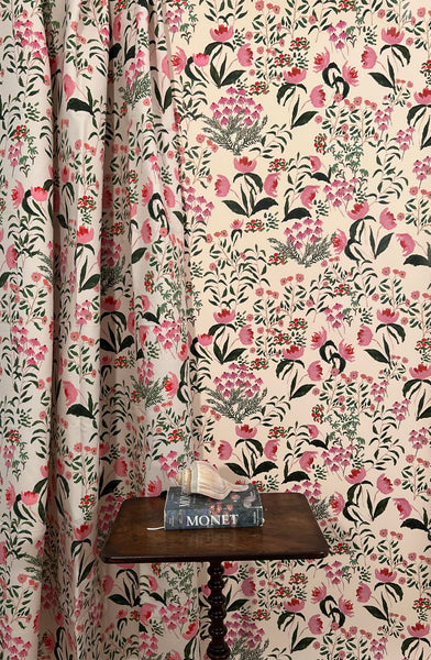 Wild French Garden in Blush- Wallpaper