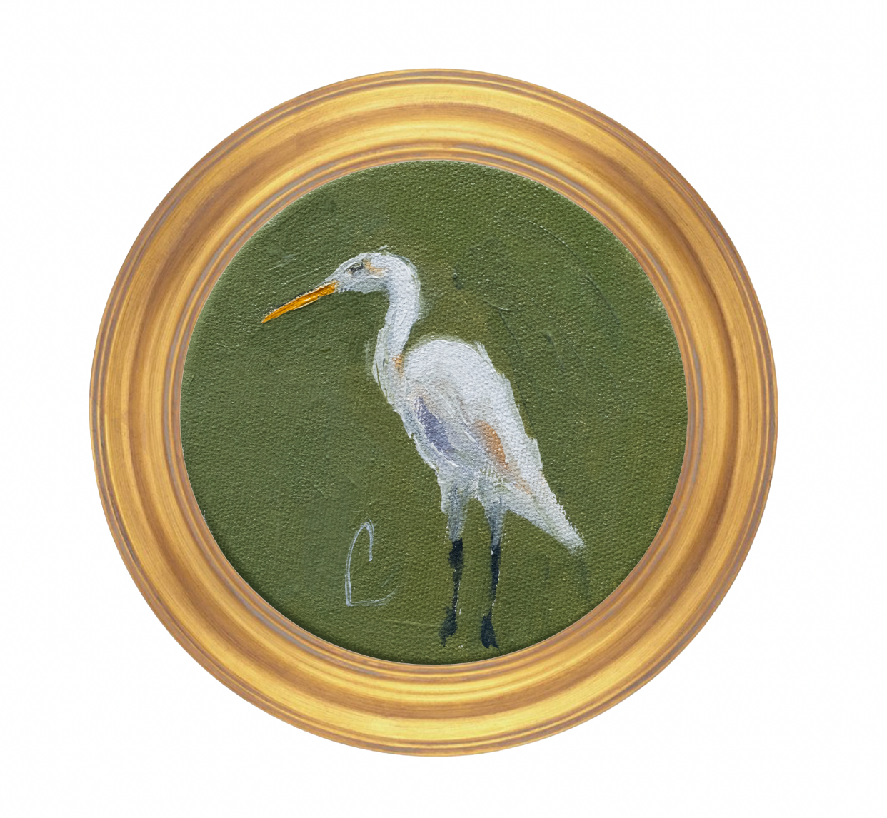 Round Egret 1 (1j) - 5X5"