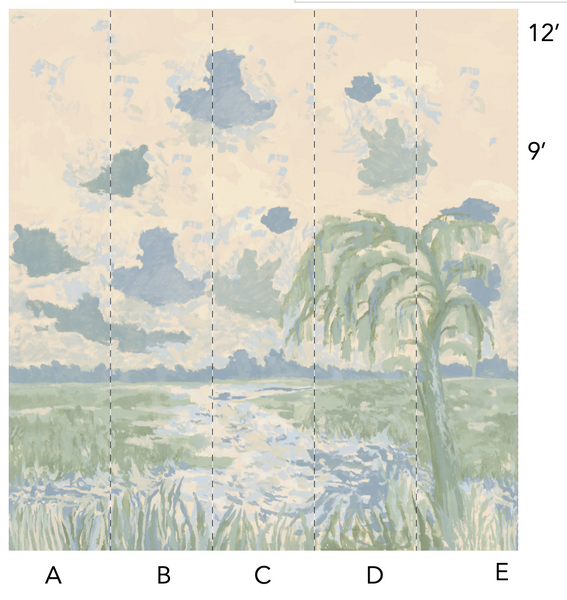 A La Mer in Garden Mural (repeating)- Wallpaper