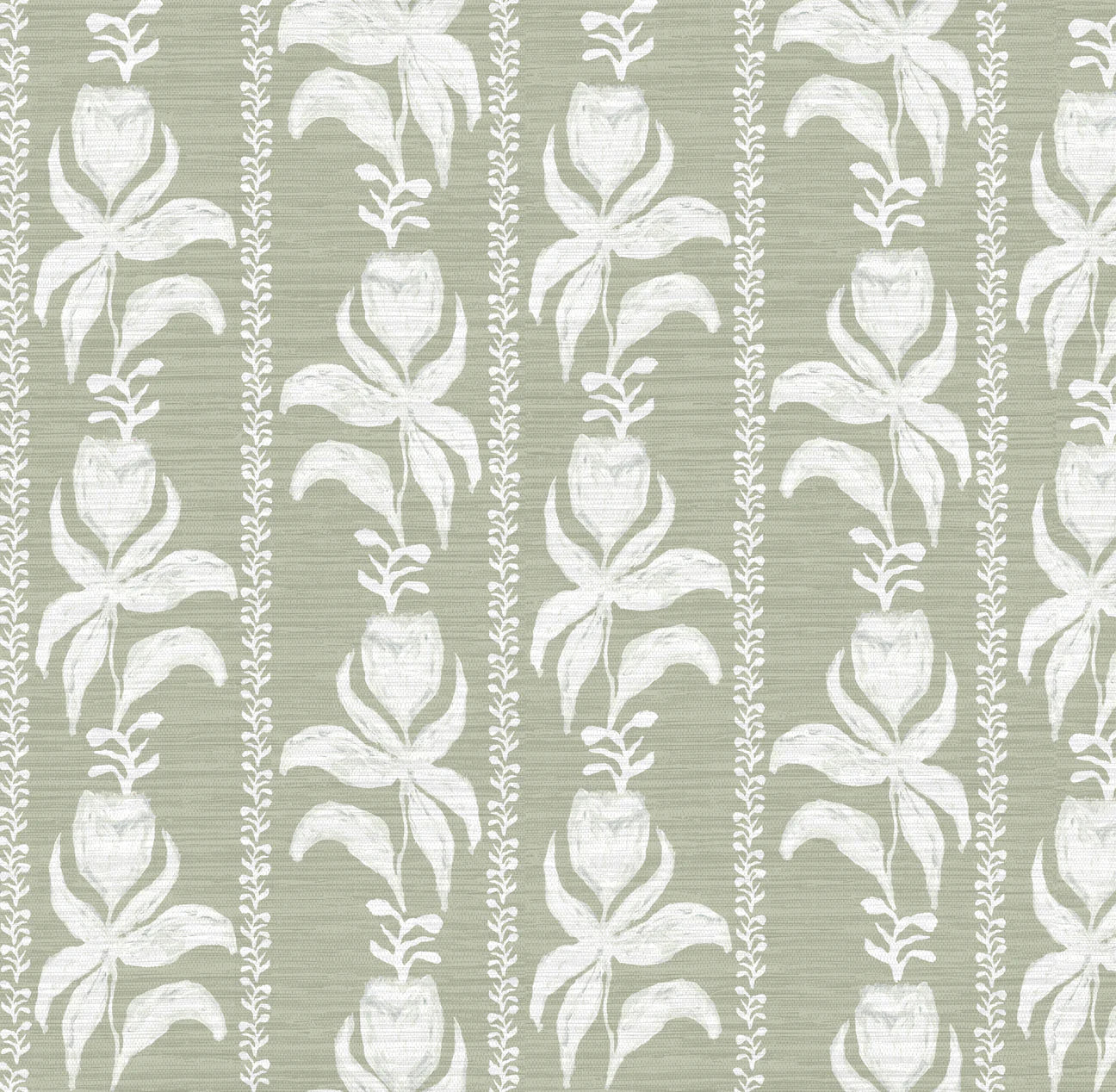 Blocked Tulips in Green- Fabric