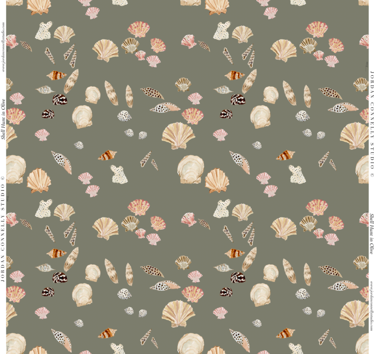 Shell Hunt in Olive- Wallpaper