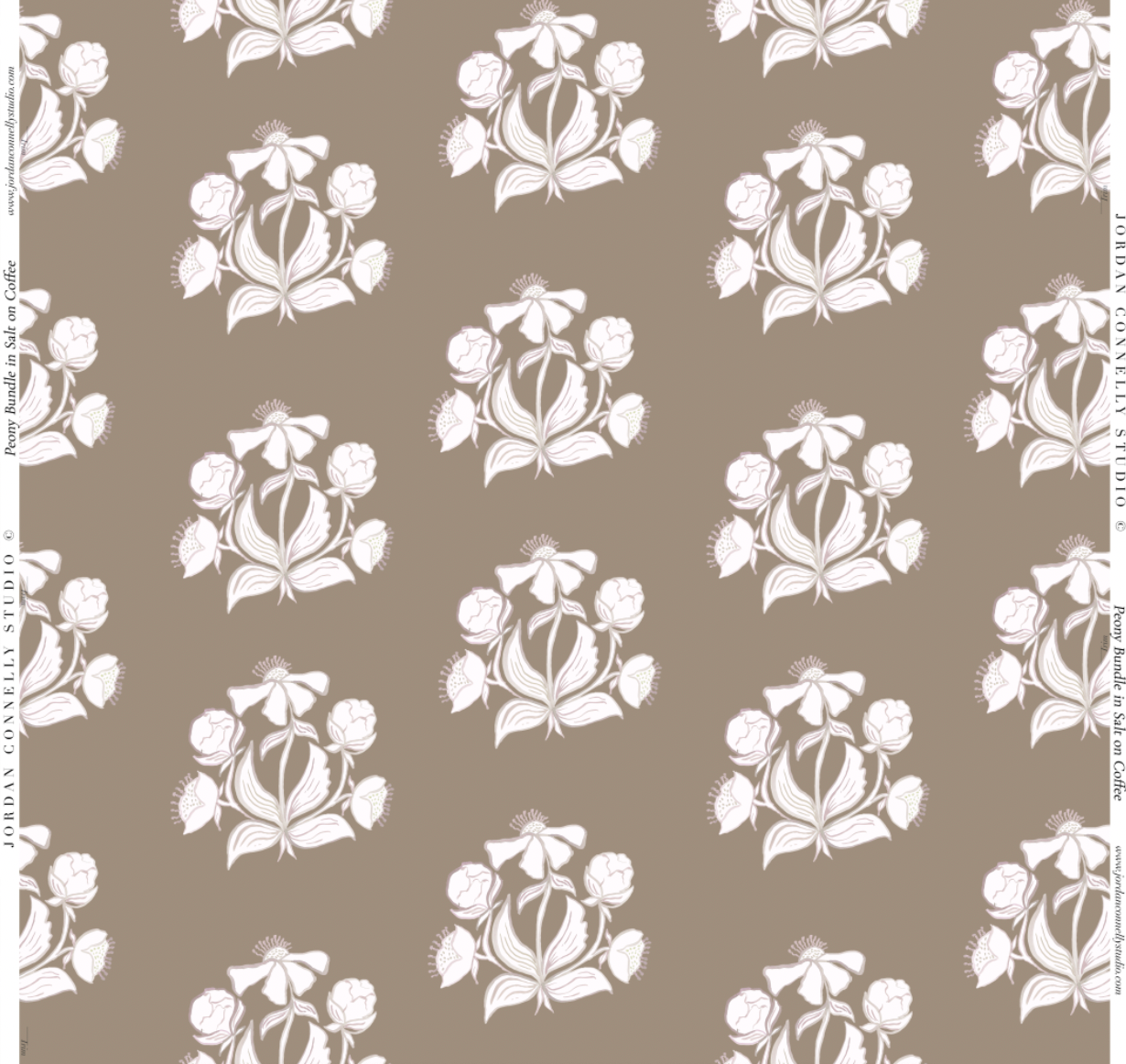 Peony Bundle in Salt on Coffee- Wallpaper