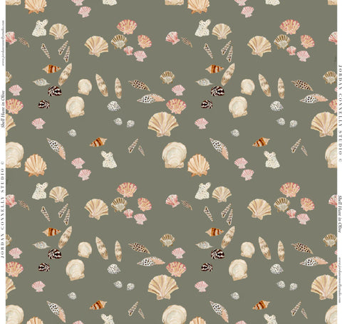 Shell Hunt in Olive- Fabric