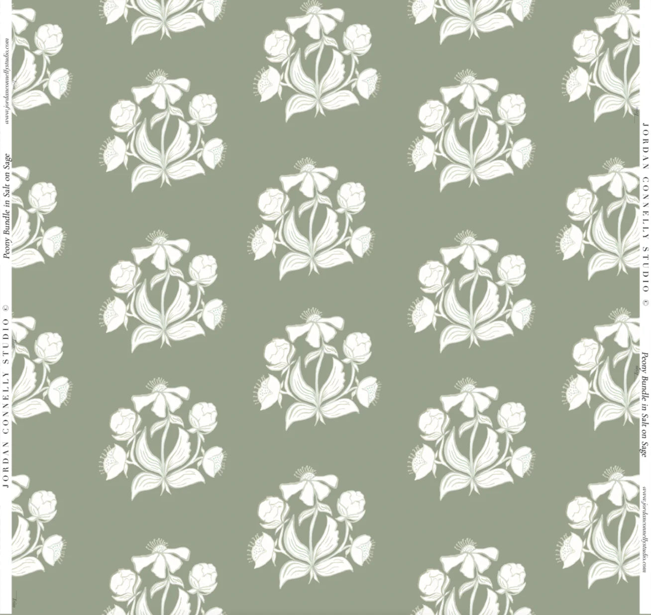 Peony Bundle in Salt on Sage- Fabric