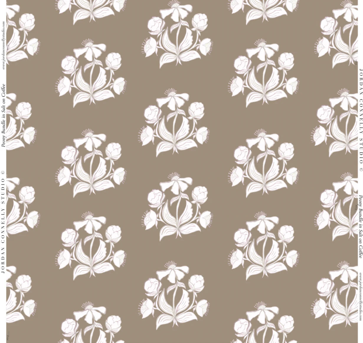 Peony Bundle in Salt on Coffee- Fabric