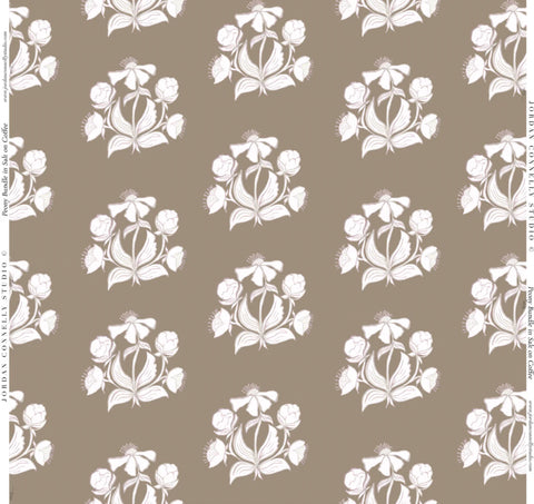 Peony Bundle in Salt on Coffee- Fabric
