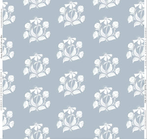 Peony Bundle in Salt on Blue- Fabric