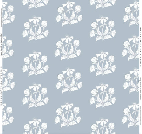 Peony Bundle in Salt on Blue- Fabric