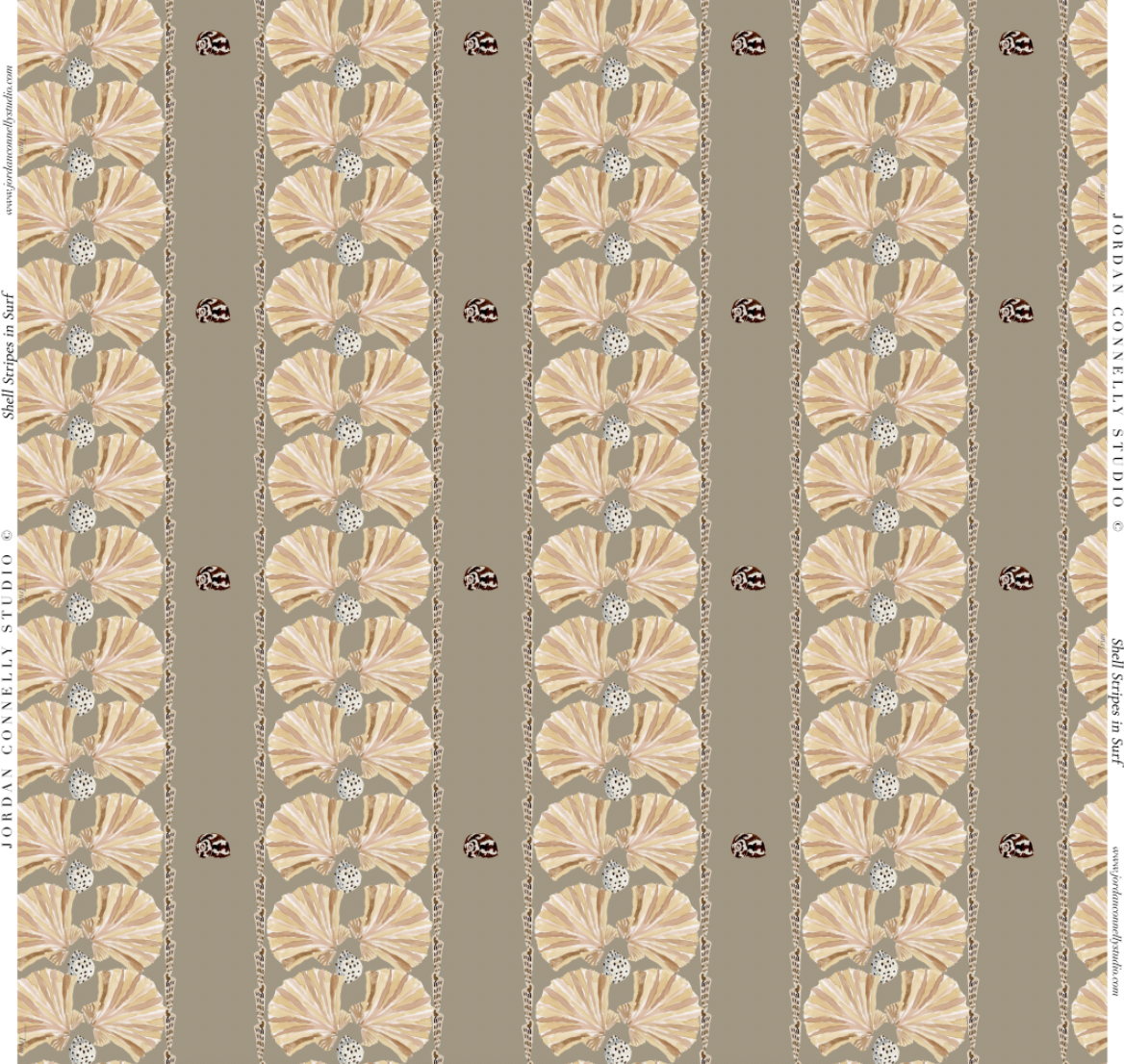 Shell Stripe in Surf- Wallpaper