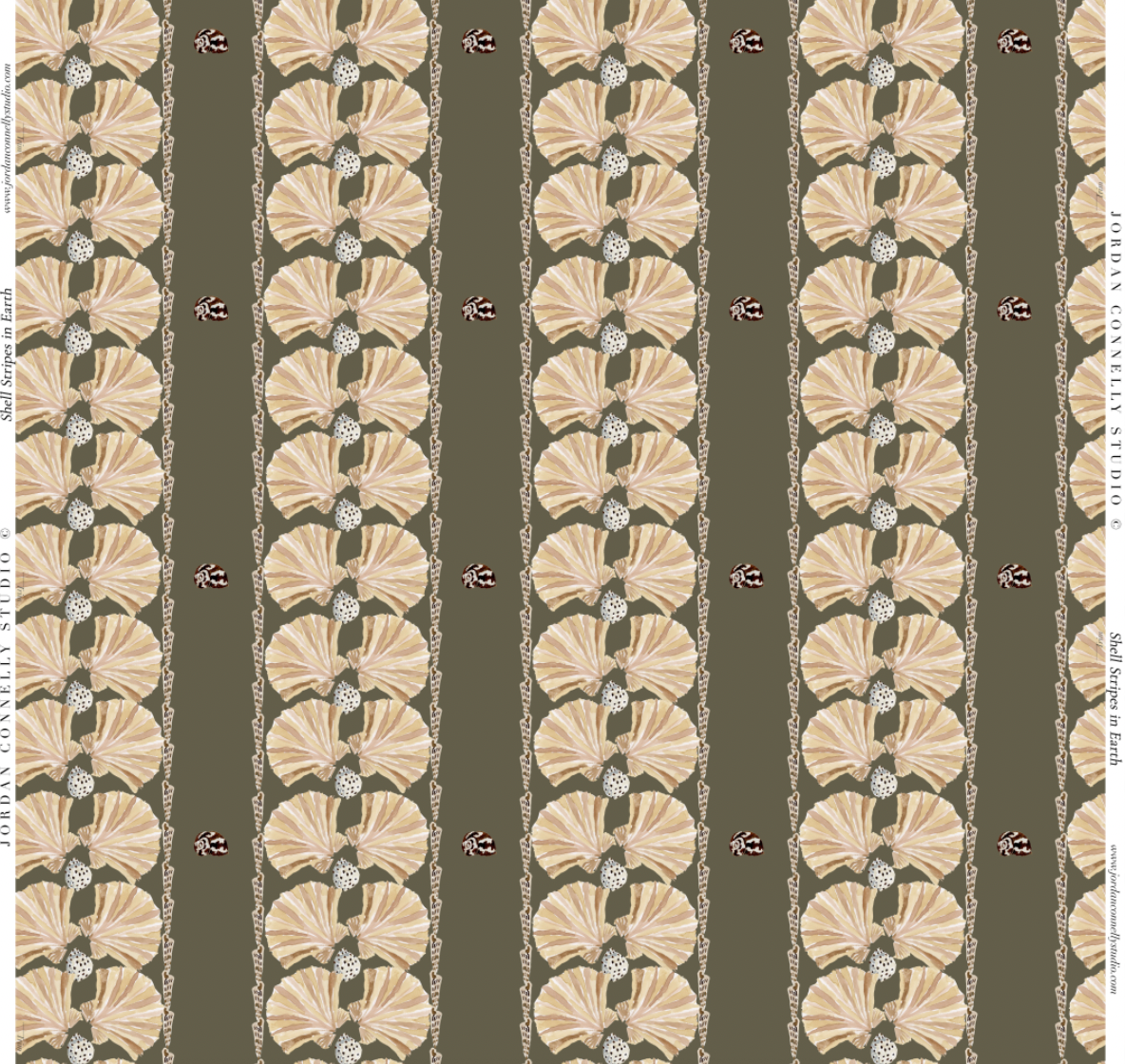 Shell Stripe in Earth- Wallpaper