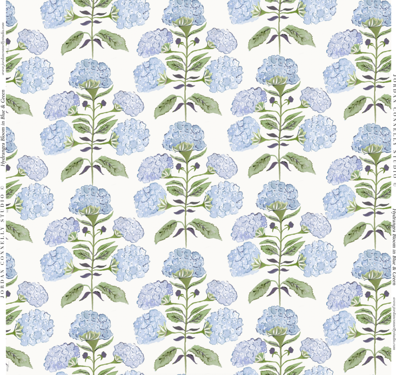Hydrangea Bloom in Blue & Green- Wallpaper