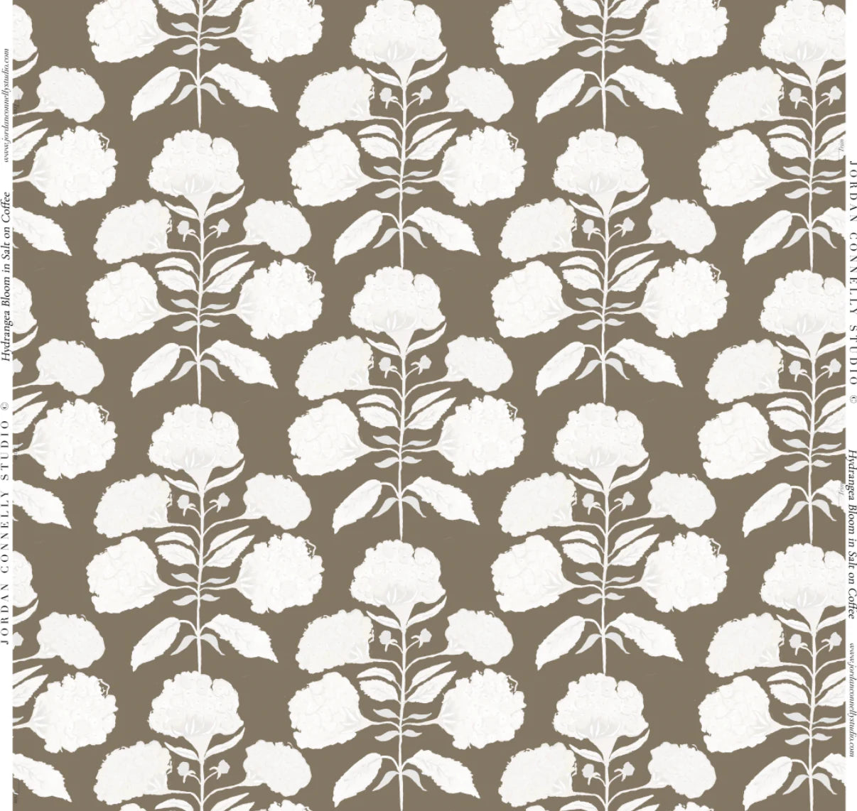 Hydrangea Bloom in Salt on Coffee- Fabric