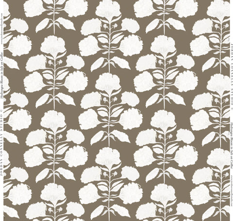 Hydrangea Bloom in Salt on Coffee- Fabric