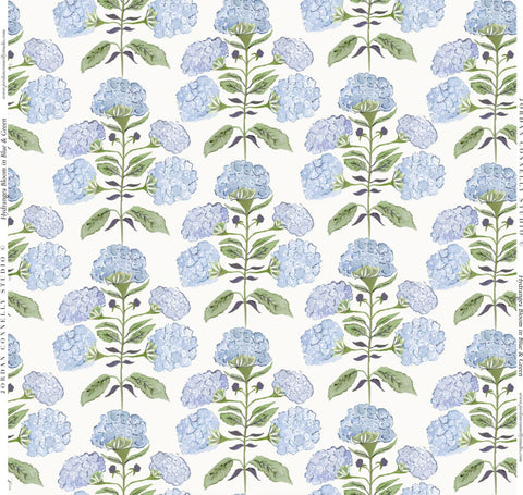 Hydrangea Bloom in Blue & Green- Fabric