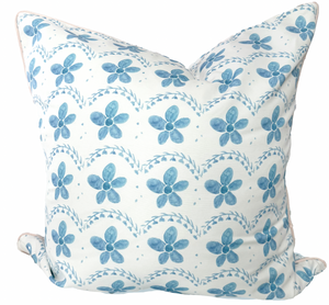 24x24 Alexandra in Sea Pillow Cover- Blush Piping