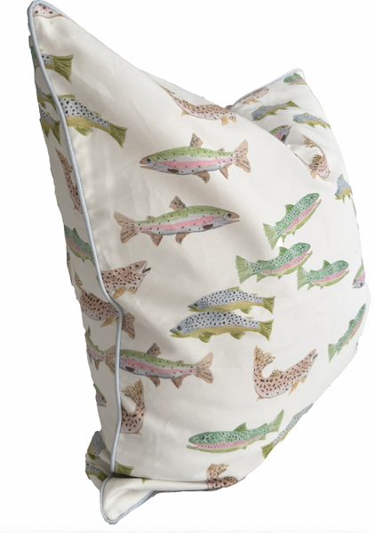 26x26 Tight Lines Pillow Cover- Blue Piping