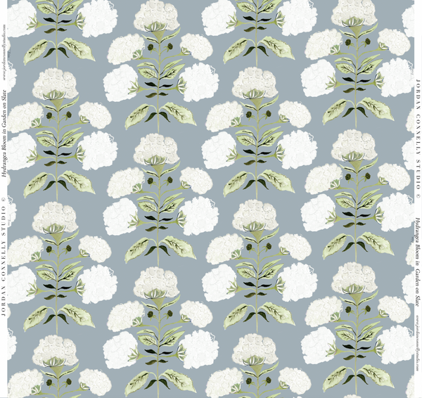 Hydrangea Bloom in Garden on Slate- Wallpaper