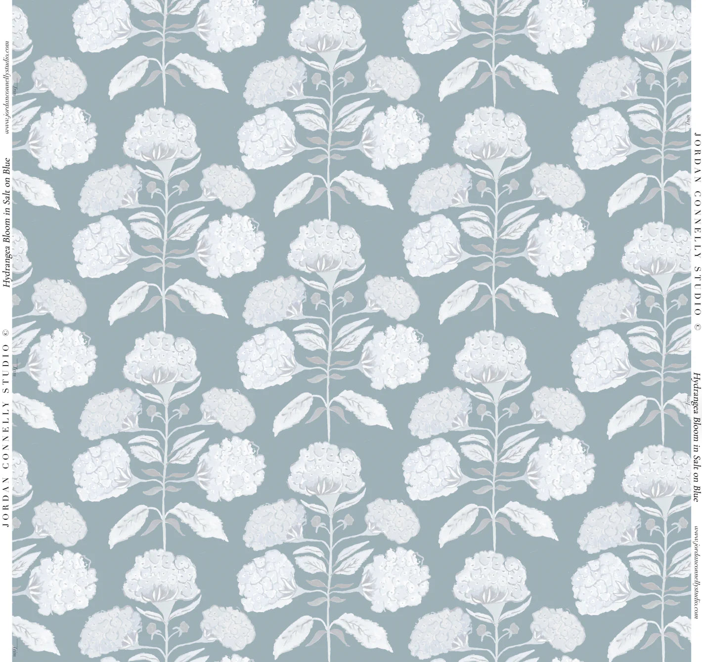 Hydrangea Bloom in Salt on Blue- Fabric