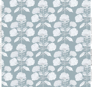 Hydrangea Bloom in Salt on Blue- Fabric
