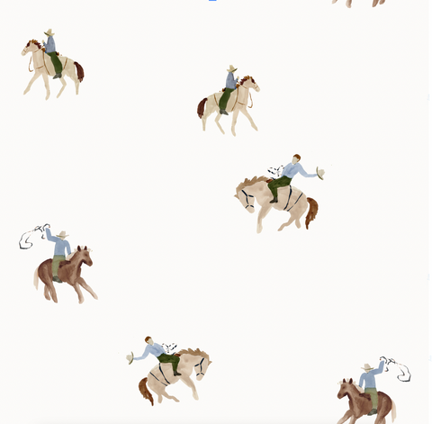 Cowboy Rodeo in Blue- Wallpaper