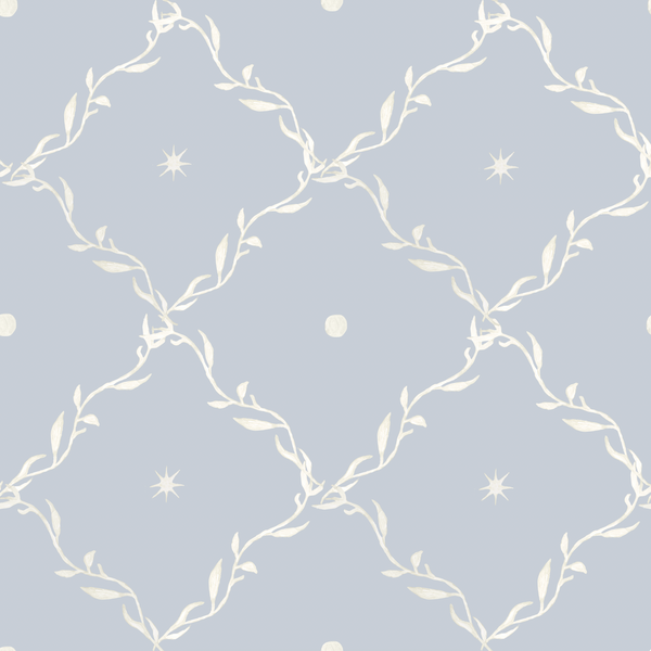 Celestial Trellis in Blue- Wallpaper