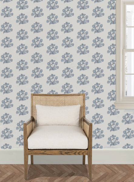 Peony Bundle in Blue- Wallpaper
