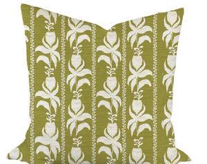 Blocked Tulips in Chartreuse Custom Pillow