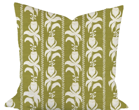 Blocked Tulips in Chartreuse Custom Pillow