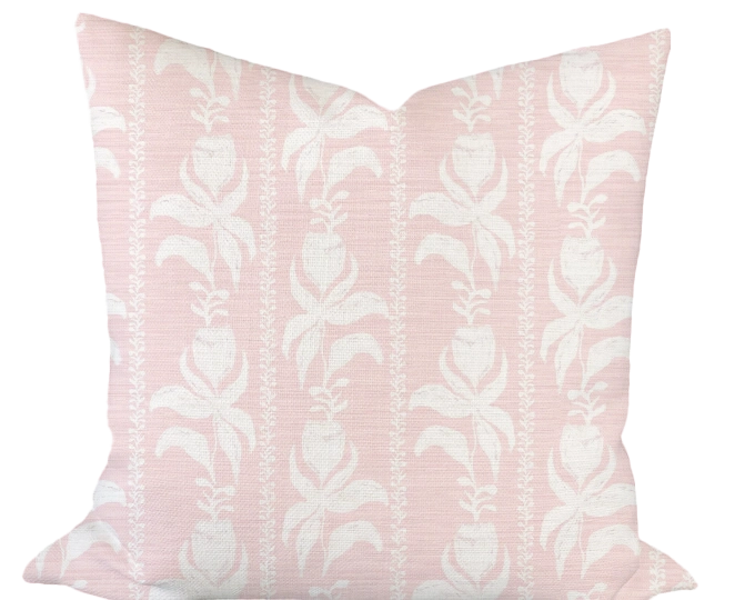 Blocked Tulips in Rose Custom Pillow