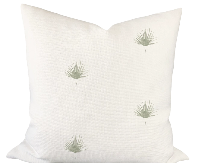 Mini Palm Frond in Sage Custom Pillow