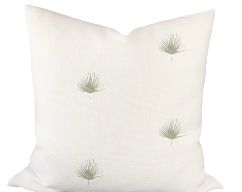 Mini Palm Frond in Sage Custom Pillow