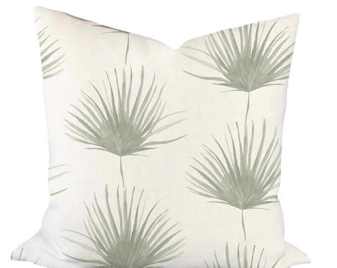 Palm Frond in Sage Custom Pillow