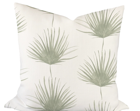 Palm Frond in Sage Custom Pillow