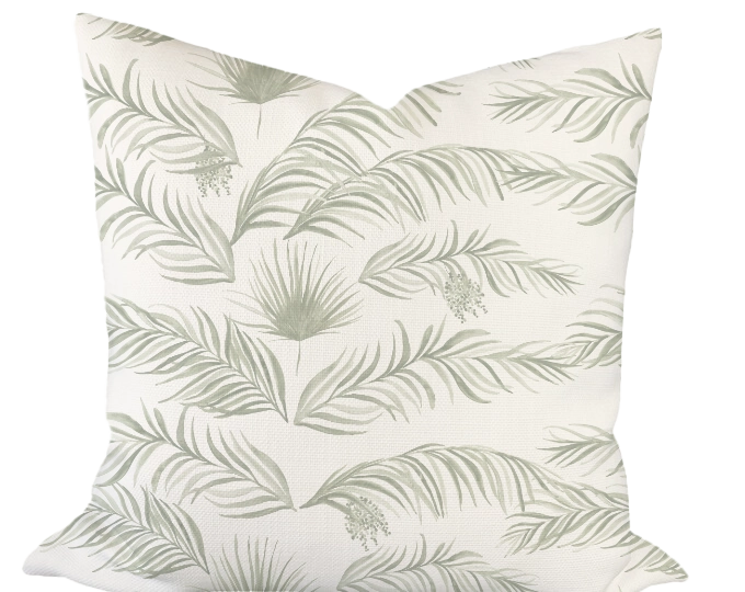 Wave of Palms in Sage Custom Pillow