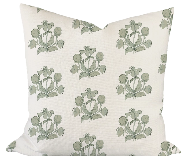 Peony Bundle in Green Custom Pillow