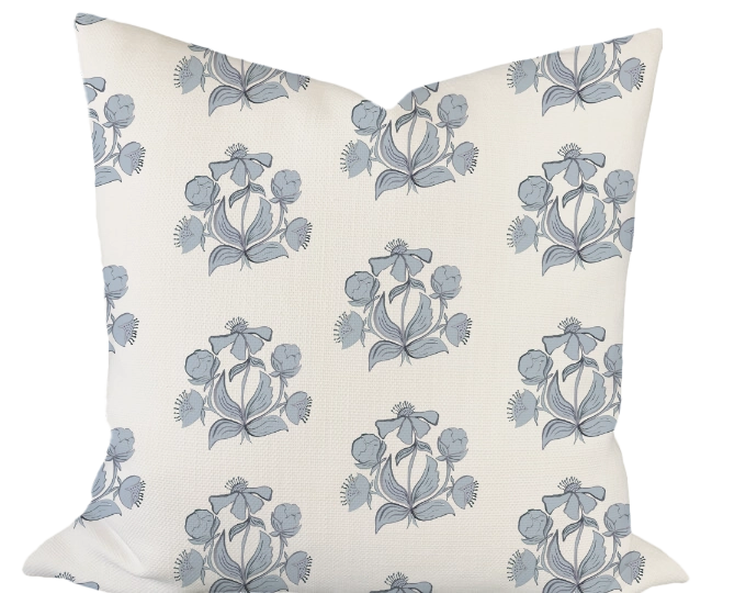 Peony Bundle in Blue Custom Pillow
