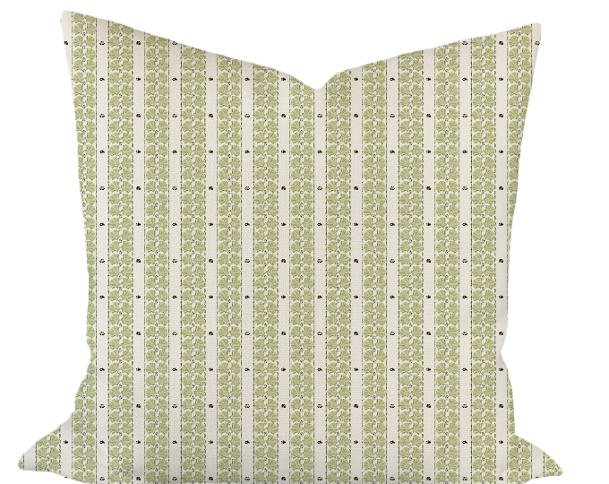 Shell Stripe in Green Custom Pillow
