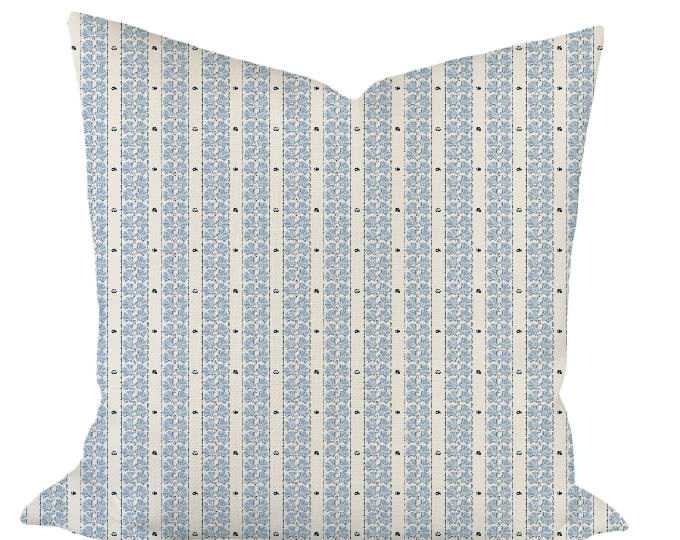 Shell Stripe in Blue Custom Pillow