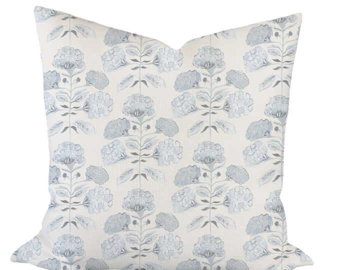 Hydrangea Bloom in Light Blue Custom Pillow