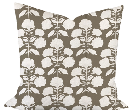 Hydrangea Bloom in Salt on Coffee Custom Pillow