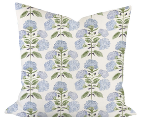 Hydrangea Bloom in Blue & Green Custom Pillow