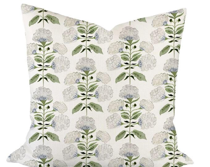 Hydrangea Bloom in Garden Custom Pillow