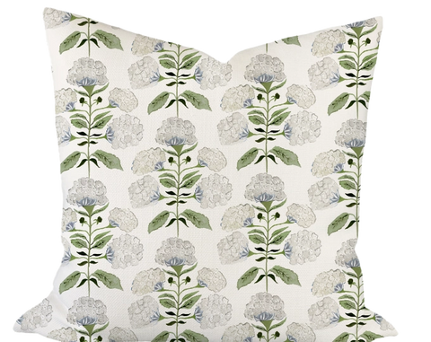 Hydrangea Bloom in Garden Custom Pillow
