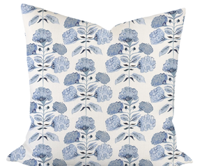 Hydrangea Bloom in Blue Custom Pillow