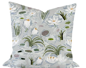Waterlilies in Blue Custom Pillow