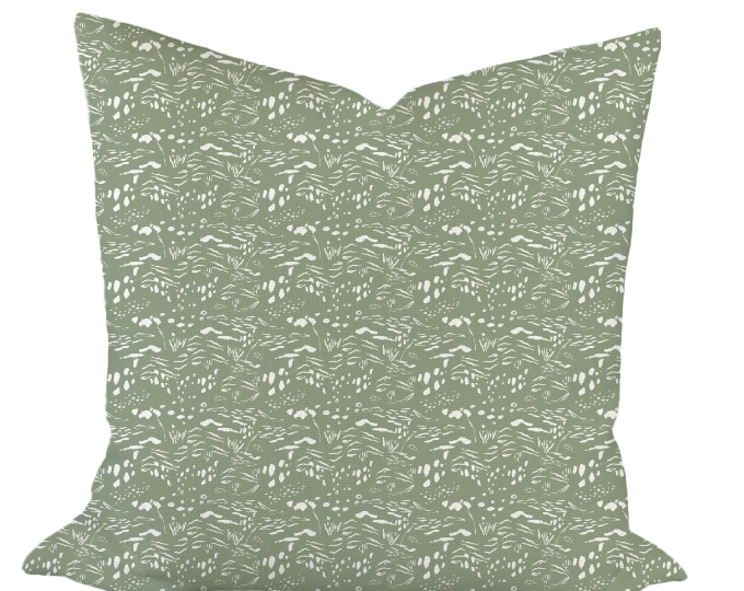 Sand & Sea in Green Custom Pillow
